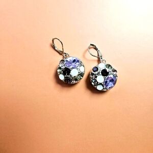 NEW! SILVER AND FAUX PURPLE DIAMONDS GINGERSNAPS INTERCHANGEABLE EARRINGS!